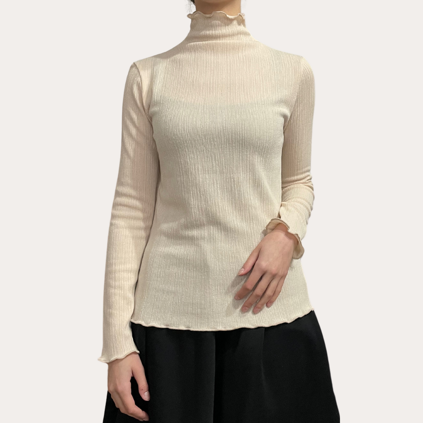 Frill Ribbed Blouse